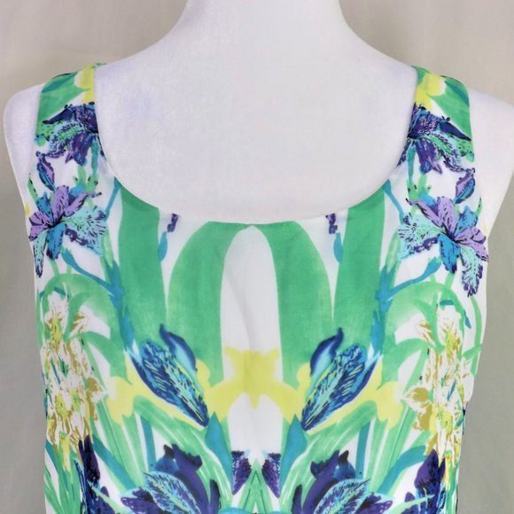 Betsey Johnson Exotic Design Print Sheer w Lining Semi-Fit Sleeveless Tank Top 4 - Picture 8 of 16